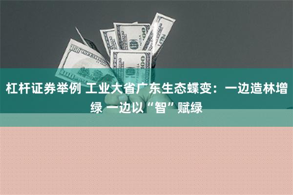 杠杆证券举例 工业大省广东生态蝶变：一边造林增绿 一边以“智”赋绿