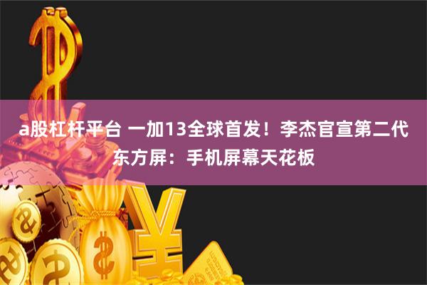 a股杠杆平台 一加13全球首发！李杰官宣第二代东方屏：手机屏幕天花板