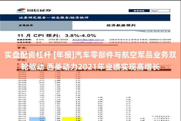 实盘配资杠杆 [年报]汽车零部件与航空军品业务双轮驱动 西菱动力2021年业绩实现高增长