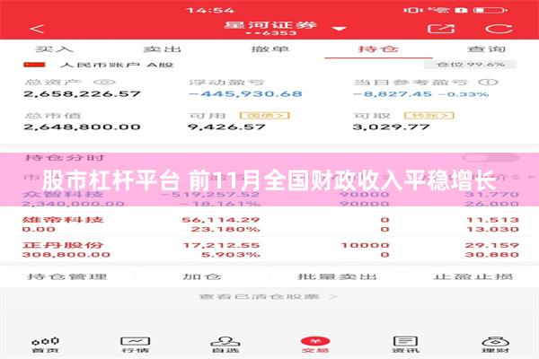 股市杠杆平台 前11月全国财政收入平稳增长