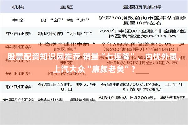 股票配资知识网推荐 销量“七连降”、内忧外患，上汽大众“廉颇老矣”？